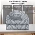 thumbnail image 4 of Lux Decor California King 6 Piece Bed Sheet Set - Paisley Printed Microfiber Sheets, Ultra Soft, Deep Pocket, Wrinkle-Free, Breathable, OEKO-TEX Certified - California King, Grey, 4 of 10