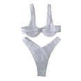 thumbnail image 2 of Lucakuins 2 uds. Trajes de baño para mujer, adultos con aros acolchados con letras y patrón de espada en forma de U sujetador de cuello Tops + Tanga con patrón de demonio Lucakuins  moda, 2 of 6