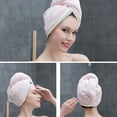 thumbnail image 4 of Soft Coral Velvet Mujeres Instantánea Secado Sombrero Microfibra Super Húmeda Rizado Color Pelo Envolver Cute Cap Loop Turban Toalla Baño Rosa Luz Gris AweSitey HA010397-03, 4 of 6