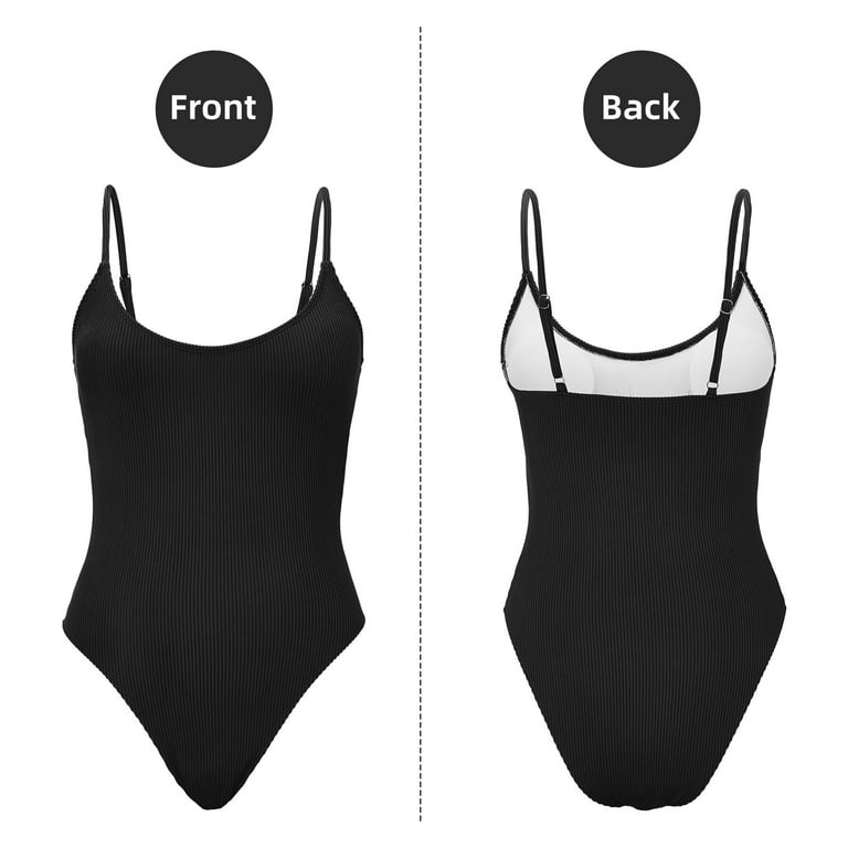 Black Plus Size One Piece Swimsuit - Women Tummy Control