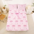 thumbnail image 5 of Erosebridal Coquette Bowtie Bed Sheets For Kids,Pink Letter X Monogram King Sheets 4 Pieces, 5 of 6
