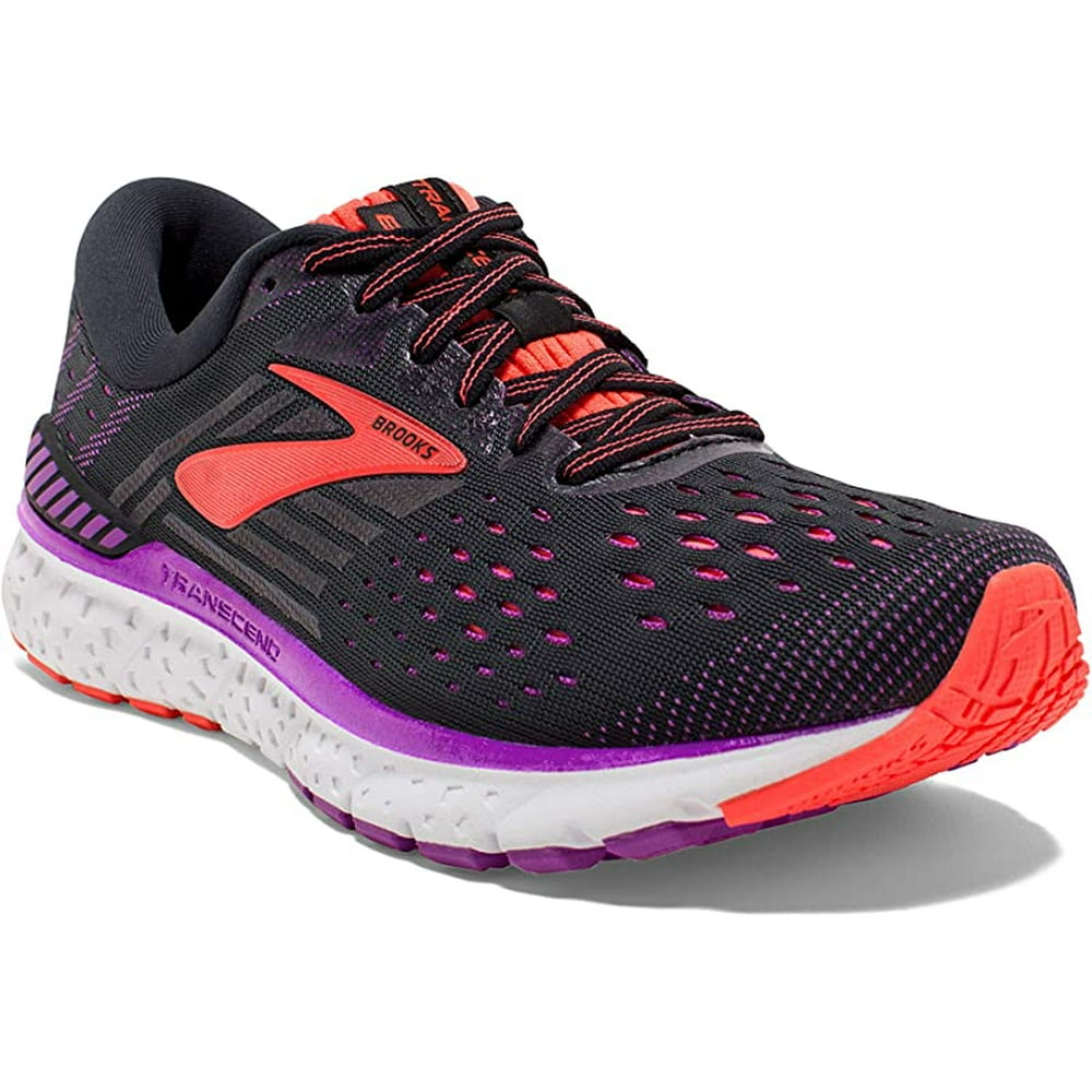 Brooks Brooks Women's Transcend 6 Running Shoe, Black/Purple/Coral, 9