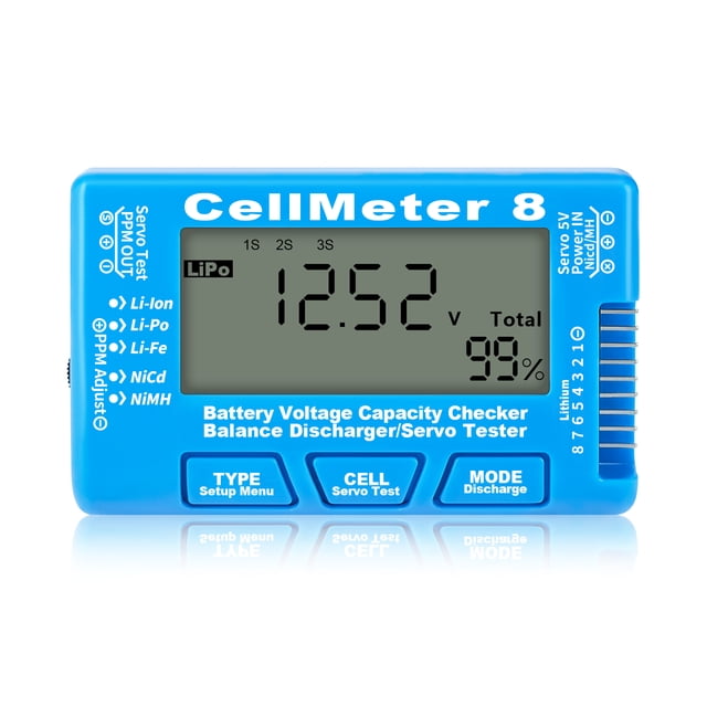 Amdohai Digital Battery Checker 8 in 1 Li-ion Battery Tester Lipo LiFe NiMH Voltage Tester