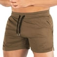 thumbnail image 2 of UVEASISHA Mens Gym Shorts 5 Inch Inseam Running Sports Shorts Mesh Quick Dry Workout Training Shorts Side Slit Casual Fitness Short Pants Khaki M, 2 of 4