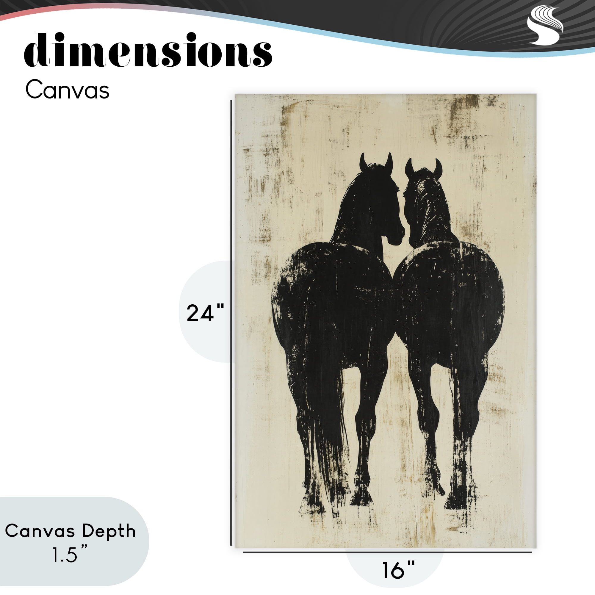 Stupell Industries Twin Horses Facing Away Canvas Wall Art, design by Petal Prints Design