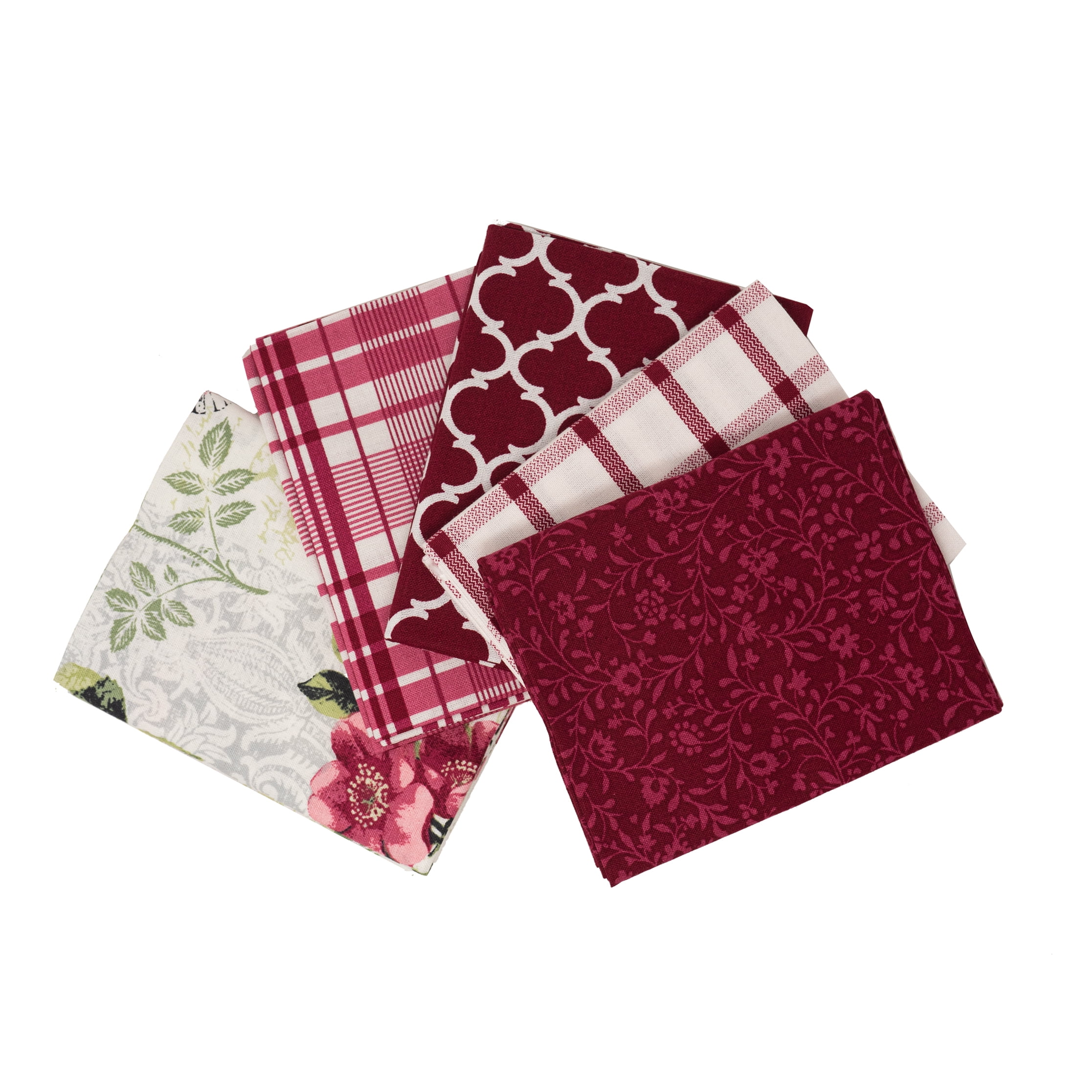 Waverly Inspirations, 100% Cotton, Sewing & Crafting, Cranberry Fabric Bundle, 21 x 18, 5Pcs