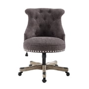Linon Sinclair Upholstered Swivel Office Chair with Wheels in Charcoal Gray