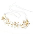 thumbnail image 4 of Diadema de flores para boda, diamantes de imitación blancos, perlas falsas, brillante, elegante, dulce, tocado de flores nupciales, 4 of 10