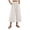 White, variant on Lmueinov Women's 100% Cotton Elastic Waist Wide Leg Capri Pants, Lace Trim Hem Casual Cropped Trousers with Pockets S-XL