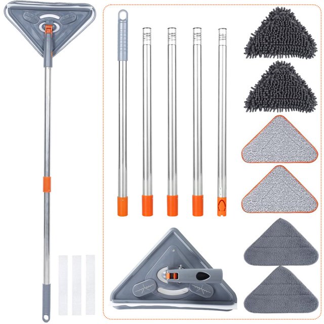 CUITING 82 Inch Wall Mop with Long Handle 360° Rotatable Wall Cleaner with 39.8-82 Inch Extension Pole Triangle Mop Kit