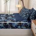 thumbnail image 5 of Manfei Rustic Camo Zipper Twin Comforter Sets with Fitted Sheet and 2 Pillowcases,Vintage Wildlife Zipper Bedding Set,Blue,Navy Blue Reversible,4pcs, 5 of 8