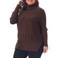 thumbnail image 4 of Agnes Orinda Women's Plus Size Turtleneck Sweater Slim Fit Long Sleeve Loose Knit Comfy Fall Winter Sweater L Coffee, 4 of 6