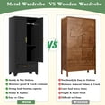 thumbnail image 5 of CHSHIN 71" Tall Farmhouse Style Metal Armoire Wardrobe Closet with Drawers,Metal Storage Cabinet for Bedroom,Black, 5 of 7
