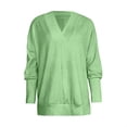 thumbnail image 4 of YMNXA Women's Sweatshirt Long Sleeve V Neck Solid Color Comfortable Breathable Relaxed Fit Top For Casual Daily Wear,Green,Xl, 4 of 5