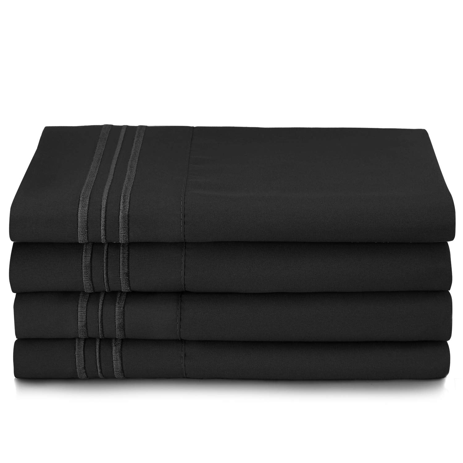 Clara Clark 6-Piece 1800 Thread Count Black Microfiber Bed Sheet Set, King - Hypoallergenic