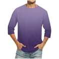 thumbnail image 2 of Zylanna Men's Casual T-Shirts Tee, 3/4 Sleeve Summer Crew Neck Printed Loose Tops Trouses for Men Purple Size L, 2 of 5
