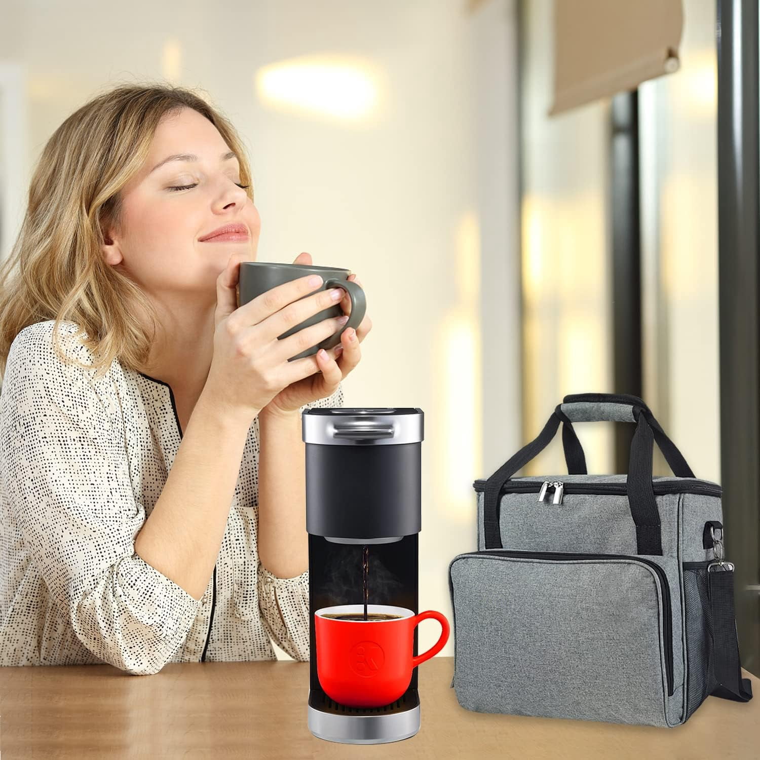 Borsa da viaggio per macchina da caffè arcobaleno, adatta per Keurig K-Mini o K-Mini Plus, custodia portatile monouso con tasche per cialde K-Cup