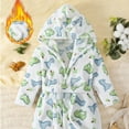 thumbnail image 2 of Tisuna Toddler Girls Boys Pajamas Dinosaur Print Long Sleeve Cute Ear Hooded Robe Warm Cute Autumn Winter Kids Robe Sleepwear White Size 5-6 Years, 2 of 7