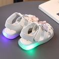 thumbnail image 3 of LNMQLPDBS Sandals for Girls Cute Close Toe Luminous Shoes Color Block Floral Decoration Casual Sandals with Adjustable Band Girls' Athletic Shoes for Prewalker First Walking Summer Shoes, 3 of 8