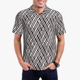 thumbnail image 1 of Balery Black White Stripes Camisa Polo de Hombre con Estampado, de Manga Corta y Tejido Medio, Camisa Tipo Golf Polo-3X-Large, 1 of 6