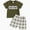 H01-Green, variant on kaprioy Baby Toddler Boys Summer Shorts Clothing Set, 6 9 12 18 24 Months Short Sleeve Embroidery Letters T-shirt with Plaid Shorts Outfit T-Shirts Elastic Waist Shorts 2Pcs Outfits