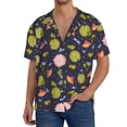 thumbnail image 7 of Lsque Frog And Flowers print Men's Cuban Collar Short Sleeve Shirt Summer Beachwear Casual Button Down Fashionable Vacation Leisure Shirt-Small, 7 of 7