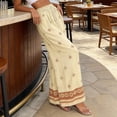 thumbnail image 6 of Tnhcen Women's Bohemian Print Drawstring Palazzo Pants, 100% Polyester Pre - Shrunk Bamboo Modal, Elastic Waist Beach Vacation Casual Wide Leg Trousers for Women S - 2XL, 6 of 8