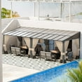thumbnail image 3 of ALAULM Gazebo Hardtop Lean-to Wall Mount Pergola with Curtains and Netting Sand 10' x 24', 3 of 6
