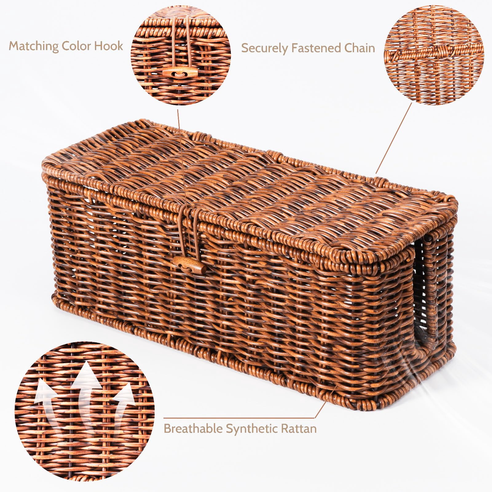 Rattan Wire Storage Box  Handmade Cord Organizer For Desk Hider Outlet Covers Proofing Power Strip Tv Pc Router Under Cable Management