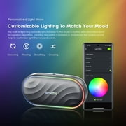 Oraimo Portable Bluetooth Speaker with LED Lightshow, 30 Hours Playtime, Portable Speaker with Mics for Call and Meeting, Gray