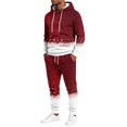 thumbnail image 2 of Mens Brushed 2‑Piece Christmas Tracksuit Hooded Pullover Top and Jogger Pants Winter Casual Athletic Outfit Vermilion 3XL, 2 of 7