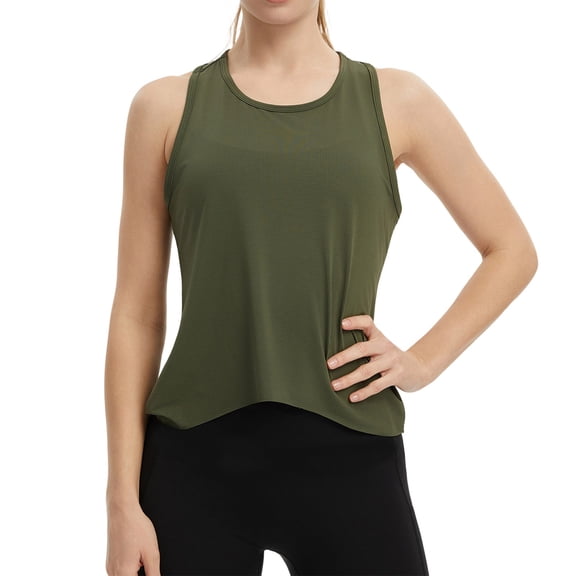 XIYON Womens Tops Loose Fit Sleeveless Yoga Shirt Cropped Athletic Top Casual Workout Tee Breathable Comfort Wear 2026 Trendy Clothes