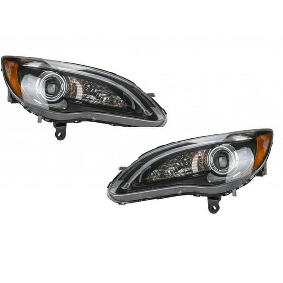 For Chrysler 200 Headlight Assembly 2011 12 13 2014 Pair Driver and Passenger Side | Front | Black Bezel | DOT Certified | CH2502275 | CH2503275 | 68088067AG