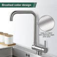thumbnail image 4 of Folding Kitchen Tap 360 Swivel Sink Mixer, Brushed Nickel Steel Kitchen Taps, 4 of 5