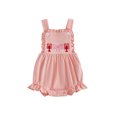 thumbnail image 1 of SUNSIOM Baby Girls Summer Sweet Overalls Infant Sleeveless Lobster Bow Embroidery Ruffle Trim Romper, 1 of 6
