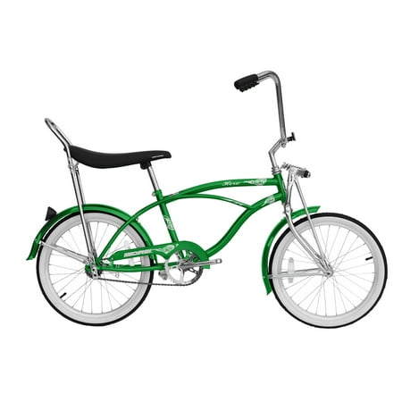 Wonder Wheels 20 In. Beach Cruiser Lowrider Coaster Brake Single Speed Bicycle  Bike With Banana Seat Stainless Steel Spokes One Piece Crank Alloy Rims 36 H - Green