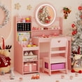 thumbnail image 4 of Gymax Kids Vanity Table Set w/ Lighted LED Mirror Princess Dressing Table w/ Chair Pink, 4 of 10