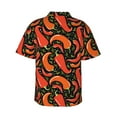 thumbnail image 3 of Balery Red Hot Chili Print Men's Hawaiian Shirts Short Sleeve Beach Shirt Relaxed Fit Vacation Button Down Shirts-Large, 3 of 9