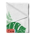 thumbnail image 2 of Watermelon Soft Flannel Fleece Throw Blanket, Cool Summer Fruit Slice with Tropical Leaves Shadowy Design Illustration, Cozy Plush for Indoor and Outdoor Use, 70" x 90", Multicolor, by Ambesonne, 2 of 5