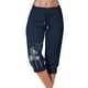 thumbnail image 1 of Gibobby pantalones de vestir mujer cintura alta Pantalones de cintura con cinturón elástico con bolsillos estampados sólidos informales para mujer Pantalones de longitud media (Azul marino, L), 1 of 4