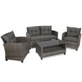 thumbnail image 4 of BLACK JAGUAR 4-Piece Outdoor Patio Furniture Set Rattan Wicker Conversation Sofa Set with Coffee Table, 4 of 6