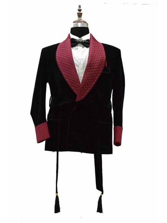 Mens Black Velvet Smoking Jacket Timeless Elegance for Formal Occasions