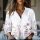 thumbnail image 2 of Blusas para las Mujeres Casual Verano Cuello en V Color Sólido Manga Larga Suelta Botón Camisa, Top de Moda Túnica para el Uso Diario, 2 of 6