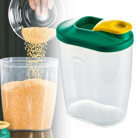 Airtight Dry Food Storage Container W/ Measured Pour Spout | Clear Pantry Cereal Flour Rice Grain Dispenser Canister for Kitchen & Restaurant, PRYESS