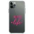 thumbnail image 1 of DistinctInk Clear Shockproof Hybrid Case for iPhone 13 PRO (6.1" Screen) - TPU Bumper Acrylic Back Tempered Glass Screen Protector - Nurse Life Stethoscope Pink, 1 of 2