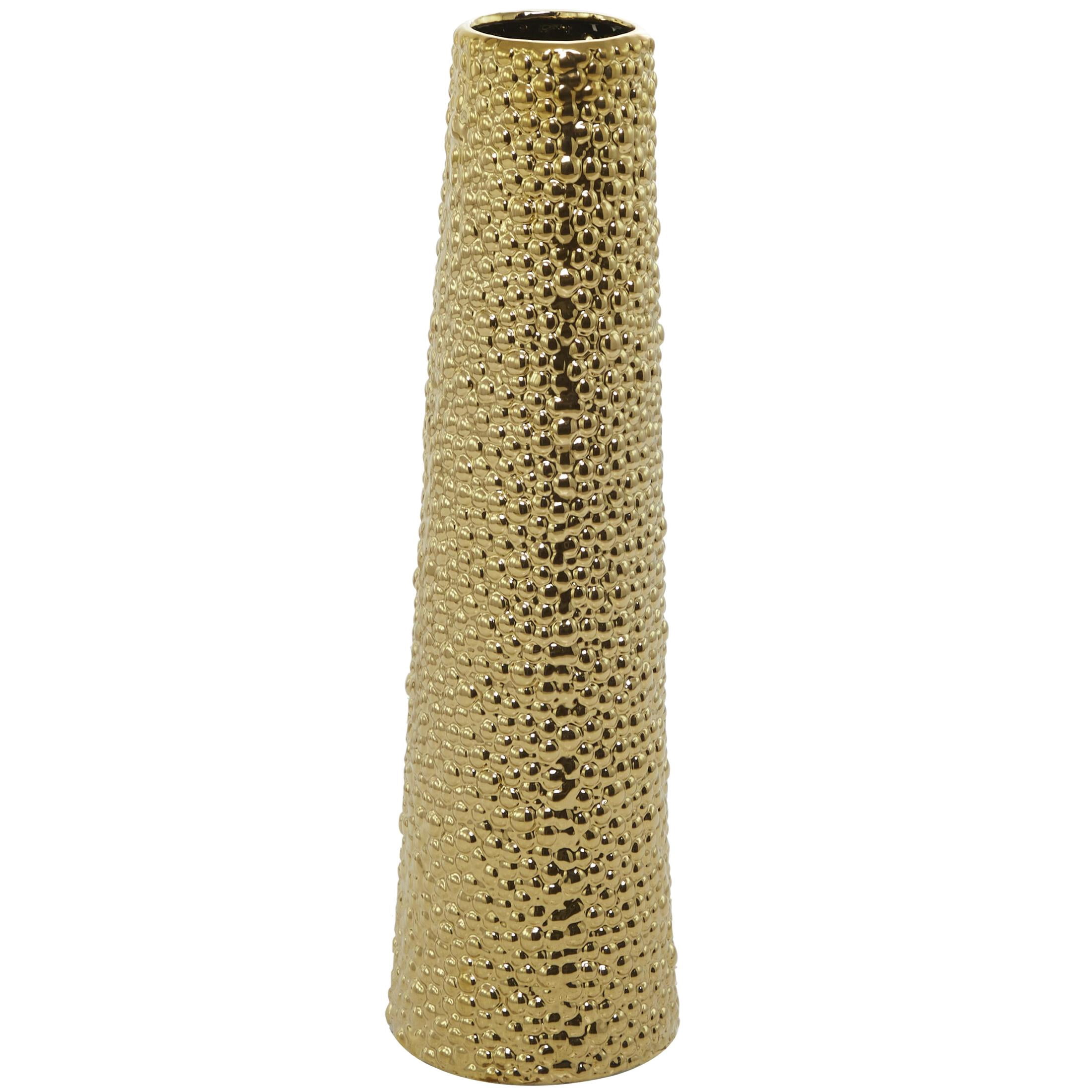 DecMode 25" Gold Ceramic Vase with Bubble Texture