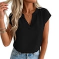 thumbnail image 5 of Edvintorg Womens Short Sleeve Tops Loose Fit Lightweight V Neck Casual Shirts Summer Clothes for Women Black M, 5 of 6