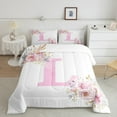 thumbnail image 1 of Erosebridal Ensemble de Literie Initiale L Lettre Simple, Couette Monogramme Floral, Décor Initiale A-Z, Réversible, 1 of 8