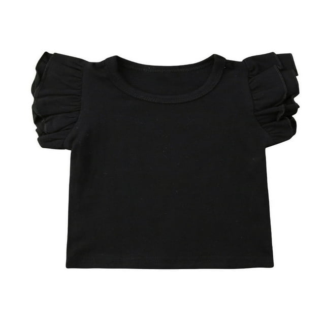 T-Shirt d'Été pour Bébé Fille à Manches Courtes en Coton, Col à Volants