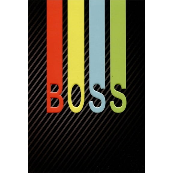 Pictura Red, Yellow, Blue and Green Stretched Letters Boss's Day Card from Group : Us : All : Employees